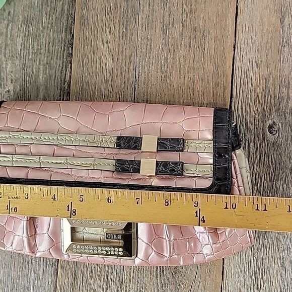 Guess vintage 90s satin boudour mini clutch bag in faux crocodile leather - Picture 13 of 15